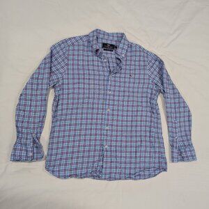 Vineyard Vines Classic Fit Whale Shirt Large Navy Coral Lt. Blue Cotton